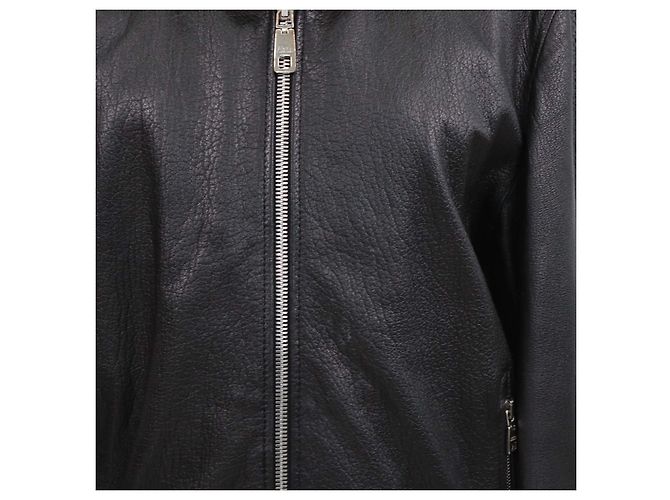 Giacca Dolce & Gabbana in pelle nera con tasche zip Nero - vista 4