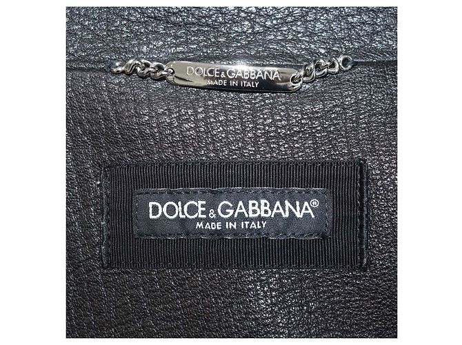 Giacca Dolce & Gabbana in pelle nera con tasche zip Nero - vista 5