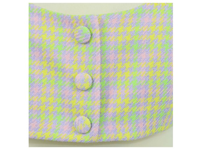 Versace Multicolor Tweed Houndstooth Crop Top und Tweed Ketten-Minirock Set Mehrfarben - Ansicht 4