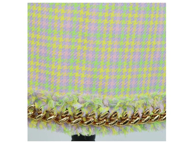 Versace Multicolor Tweed Houndstooth Crop Top und Tweed Ketten-Minirock Set Mehrfarben - Ansicht 5