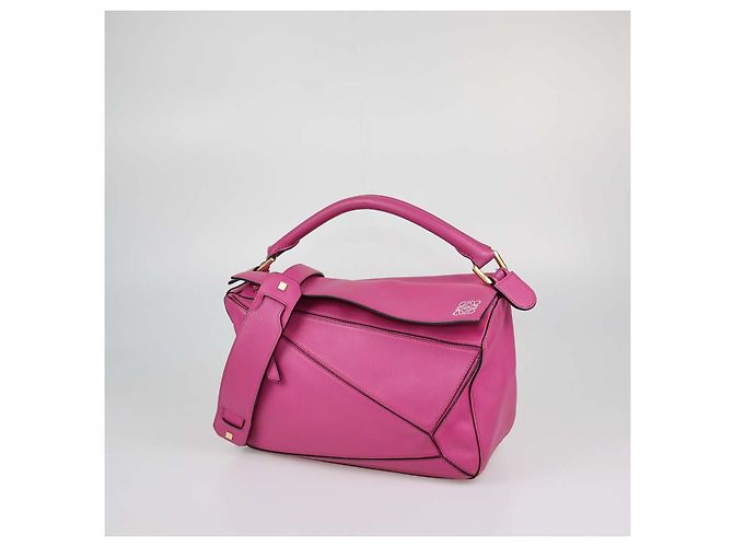 Borsa Puzzle Medium in pelle fucsia Loewe Rosa - vista 2