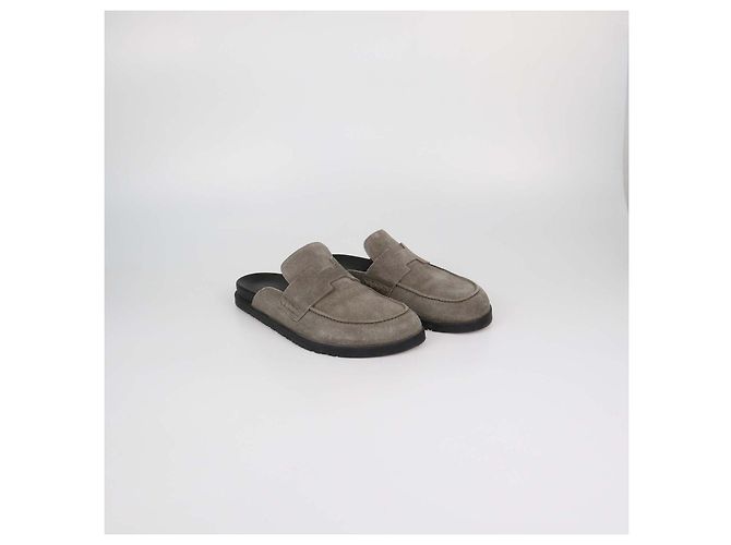 Hermès Mules Go Hermes in camoscio grigio - vista 2