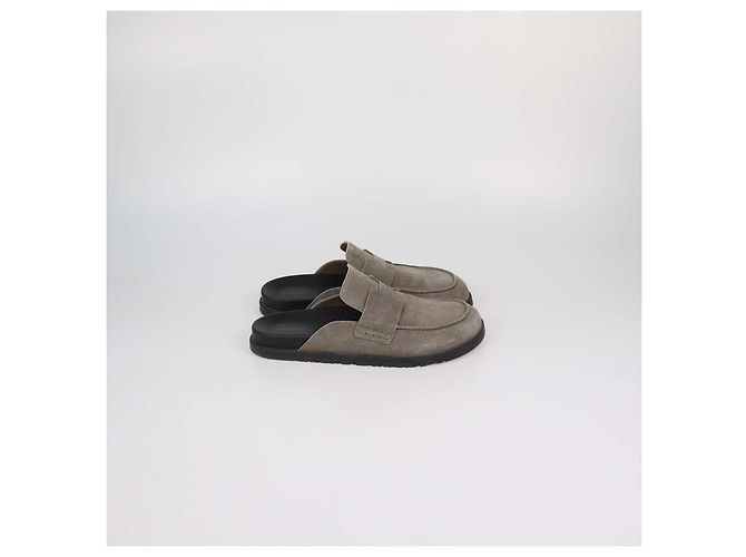 Hermès Mules Go Hermes in camoscio grigio - vista 3