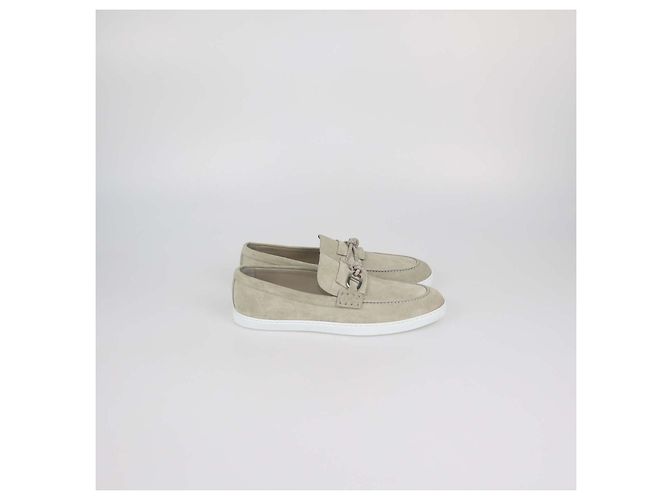 Hermès Mocassini Ignacio in camoscio Beige Esquisse Hermes Grigio - vista 3