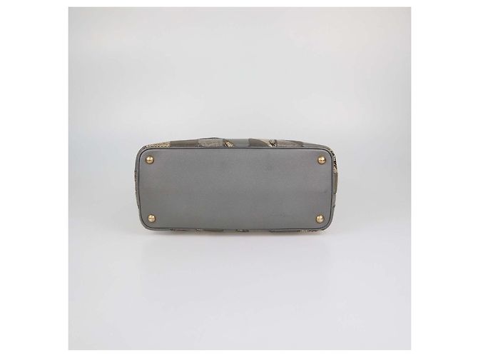 Prada Double Handle Tote aus grauem exotischem Leder und Leder-Patchwork - Ansicht 4