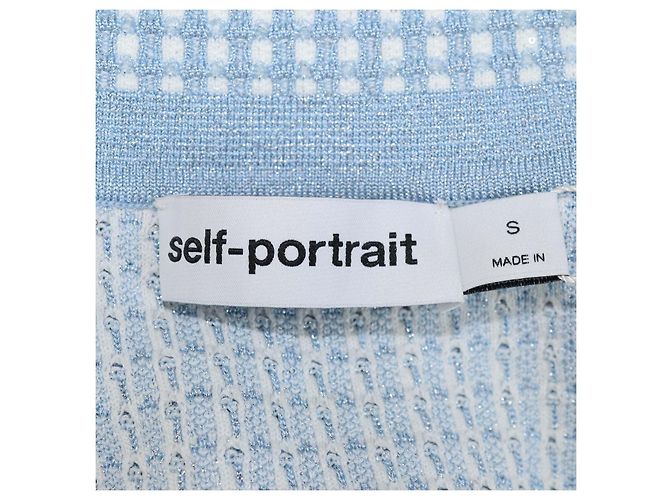 Self portrait Self-Portrait Blue Lurex Strick-Cropped-Cardigan Weiß Blau - Ansicht 5
