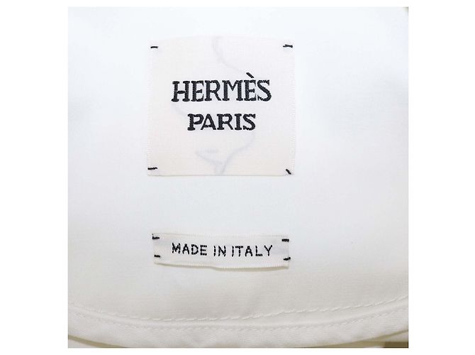Hermès Chaqueta sin cuello Sellier Hermes de algodón blanco con botones - vista 5