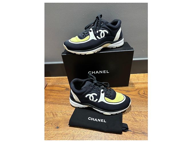 Sneakers Chanel CC Nero Bianco Giallo - vista 10