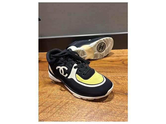 Sneakers Chanel CC Nero Bianco Giallo - vista 12