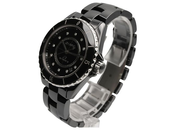 Chanel J12 12-Diamond Black Ceramic Watch - Model H5702 - view 2
