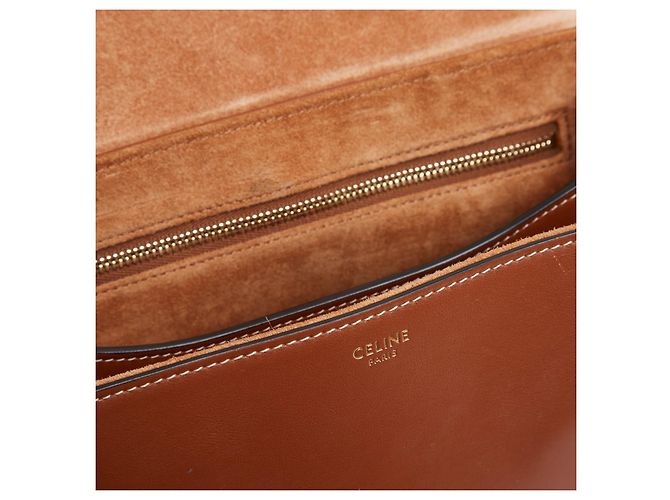 Celine Borsa 16 Soft Teen Slimane Tan Soft Leather Shearling Strap Bag Céline Marrone - vista 6