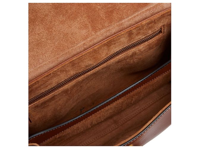 Celine Borsa 16 Soft Teen Slimane Tan Soft Leather Shearling Strap Bag Céline Marrone - vista 7