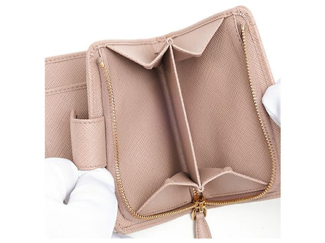 Cartera compacta Prada Saffiano Beige - vista 5