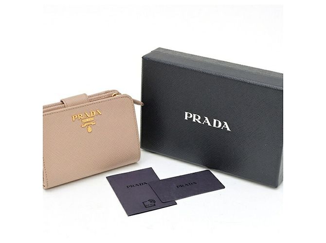 Cartera compacta Prada Saffiano Beige - vista 6