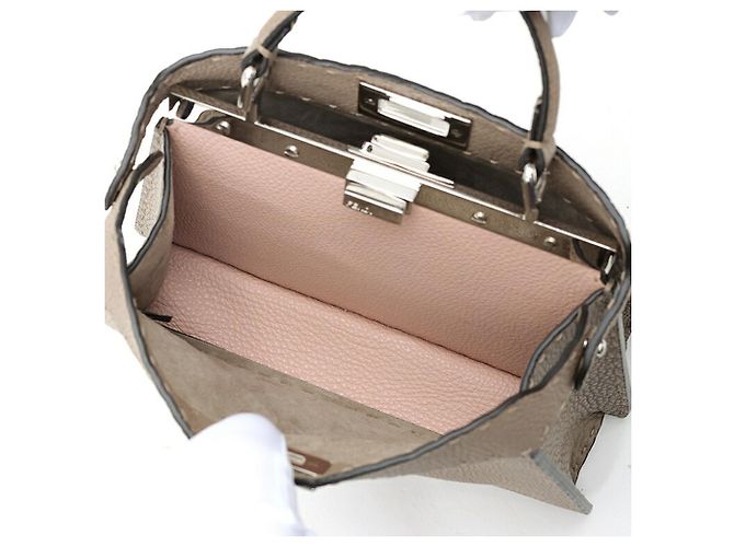 Borsa a spalla piccola Fendi Peekaboo I See You Grigio - vista 8