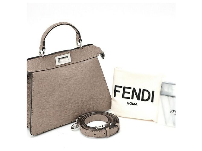 Borsa a spalla piccola Fendi Peekaboo I See You Grigio - vista 9