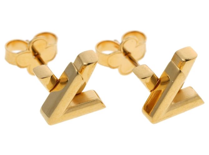 Orecchini a bottone in metallo dorato Louis Vuitton D'oro - vista 3