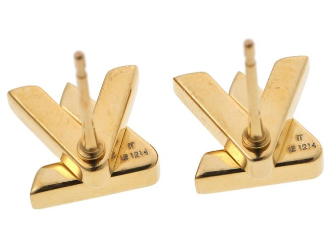 Orecchini a bottone in metallo dorato Louis Vuitton D'oro - vista 4