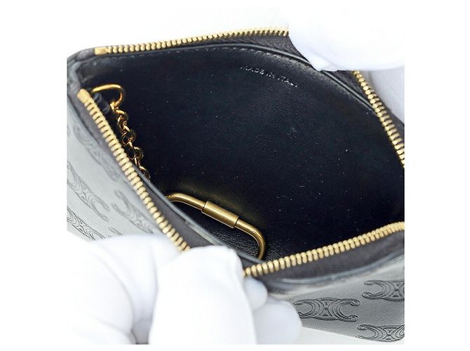 Céline Celine Triomphe Coin & Card Pouch Schwarz - Ansicht 4
