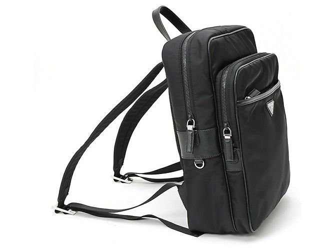 Prada Nylon x Saffiano Leather Rucksack Schwarz - Ansicht 2