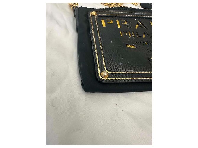 Borsa a tracolla Prada in nylon nero e pelle Saffiano - vista 5