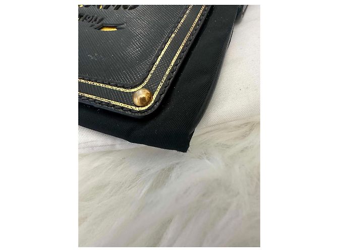 Borsa a tracolla Prada in nylon nero e pelle Saffiano - vista 6