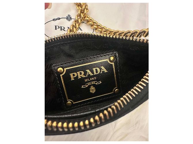 Borsa a tracolla Prada in nylon nero e pelle Saffiano - vista 7