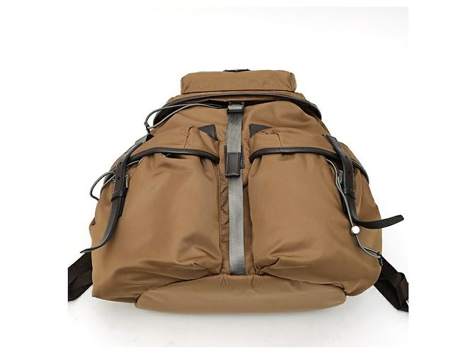 Prada Re-Nylon x Leather Rucksack Braun - Ansicht 4