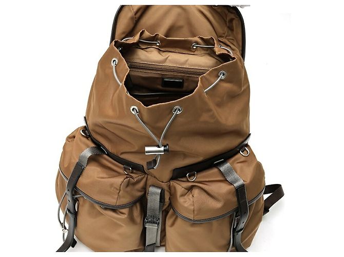 Prada Re-Nylon x Leather Rucksack Braun - Ansicht 5