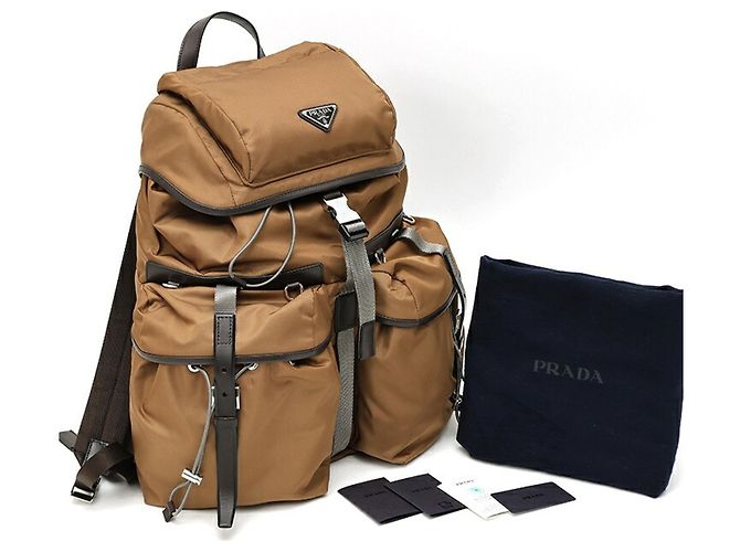 Prada Re-Nylon x Leather Rucksack Braun - Ansicht 7