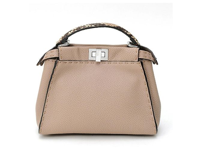 Borsa Fendi Peekaboo Small Selleria Grigio - vista 3
