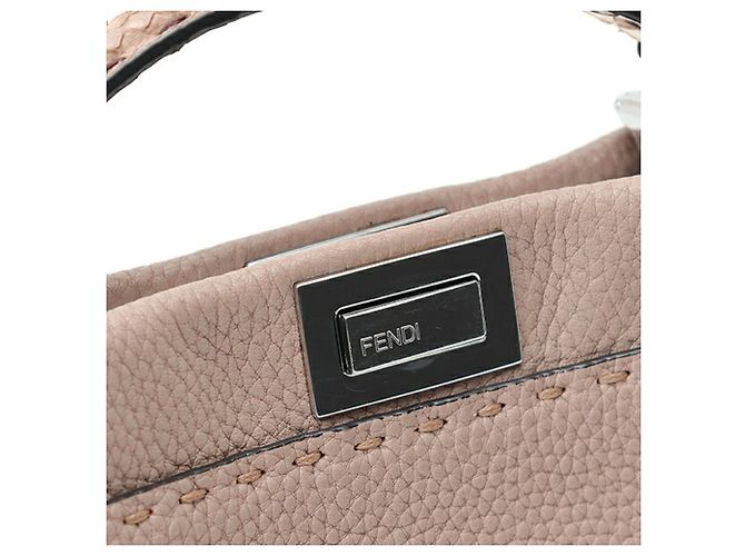 Borsa Fendi Peekaboo Small Selleria Grigio - vista 5