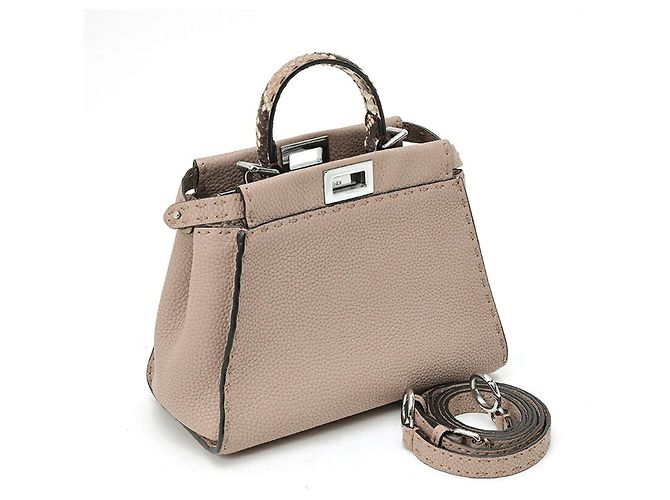 Borsa Fendi Peekaboo Small Selleria Grigio - vista 8