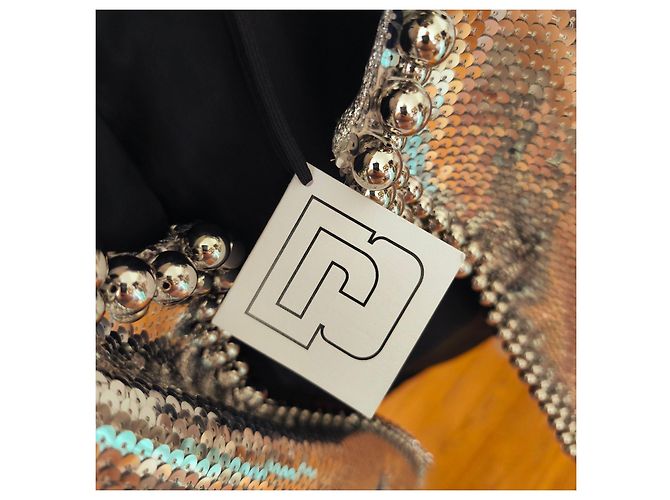 Paco Rabanne Silver Sequin Cropped Jacket Silvery - view 11