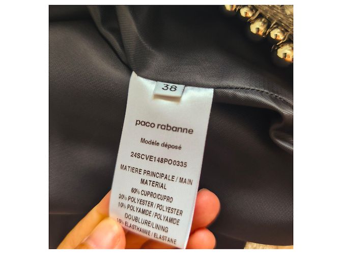 Paco Rabanne Silver Sequin Cropped Jacket Silvery - view 12