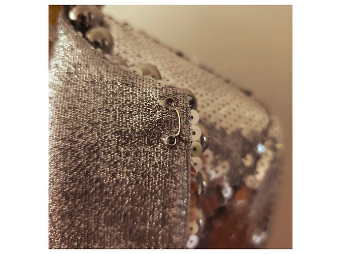 Paco Rabanne Silver Sequin Cropped Jacket Silvery - view 8