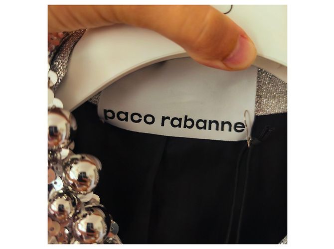 Paco Rabanne Silver Sequin Cropped Jacket Silvery - view 9