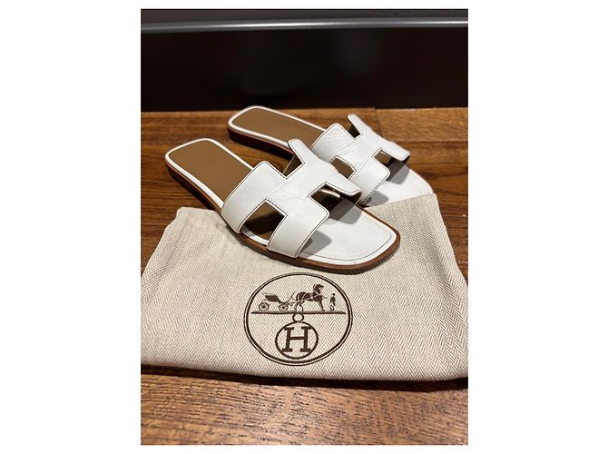 Hermès Oran 39,5 Bianco - vista 7