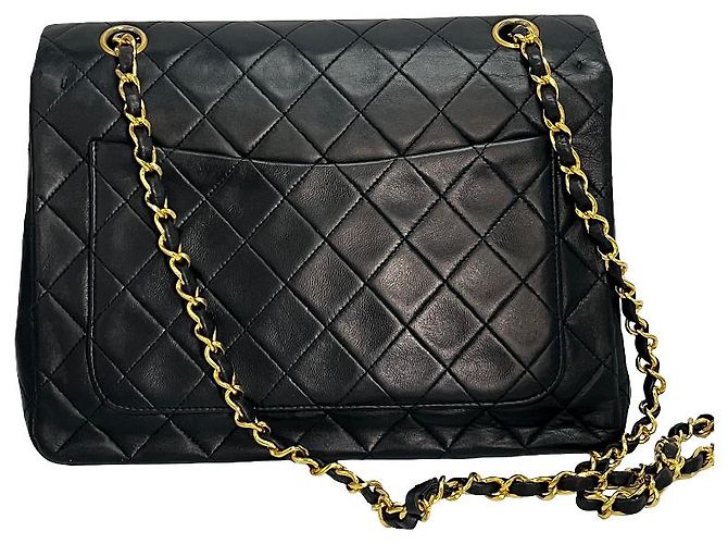 Chanel Vintage Classic Double Flap Leather 25 Nero - vista 2