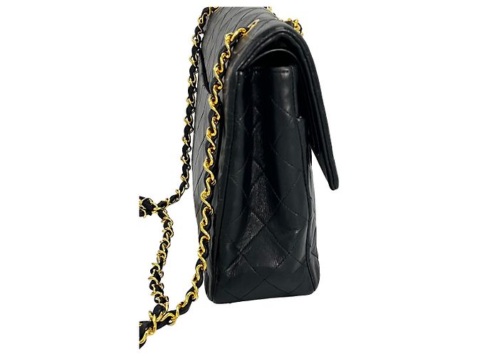Chanel Vintage Classic Double Flap Leather 25 Nero - vista 3