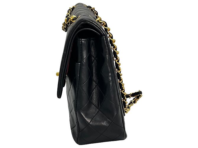 Chanel Vintage Classic Double Flap Leather 25 Nero - vista 4