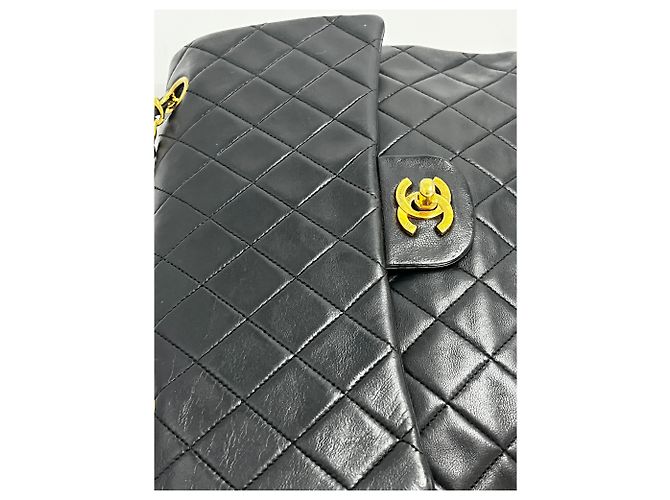 Chanel Vintage Classic Double Flap Leather 25 Nero - vista 5