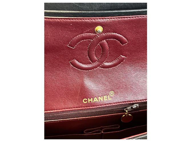 Chanel Vintage Classic Double Flap Leather 25 Nero - vista 7