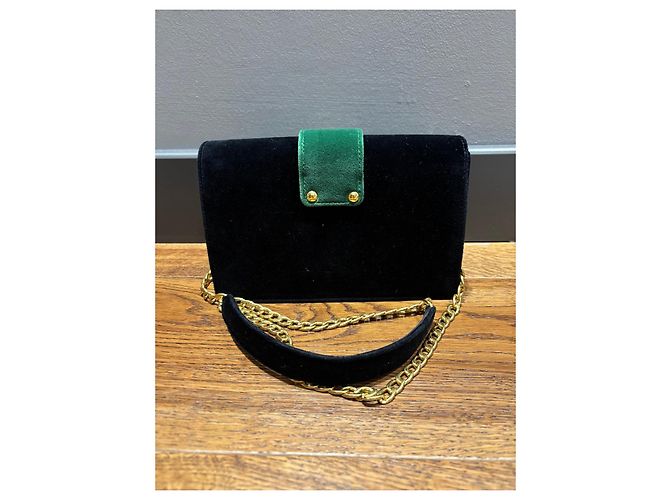 Borsa a tracolla Prada Cahier in velluto con catena Nero Verde - vista 12