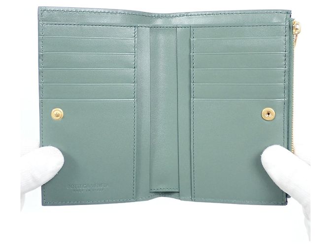 Cartera bi-fold de piel verde Bottega Veneta - vista 7