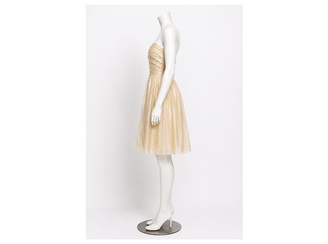 Diane von Furstenberg Kari trägerloses Mesh-Kleid Beige - Ansicht 3