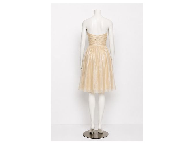 Diane von Furstenberg Kari trägerloses Mesh-Kleid Beige - Ansicht 4