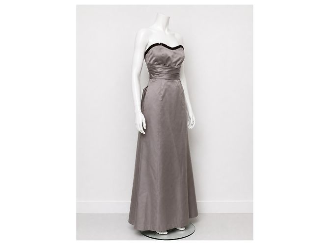 Vera Wang trägerloses Abendkleid in Silber Grau - Ansicht 2