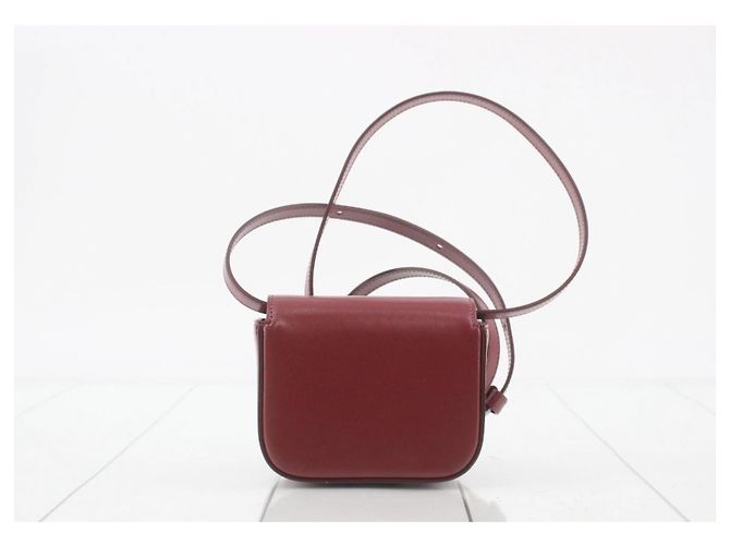 Céline Borsa a tracolla in pelle bordeaux con chiusura dorata Bordò - vista 2