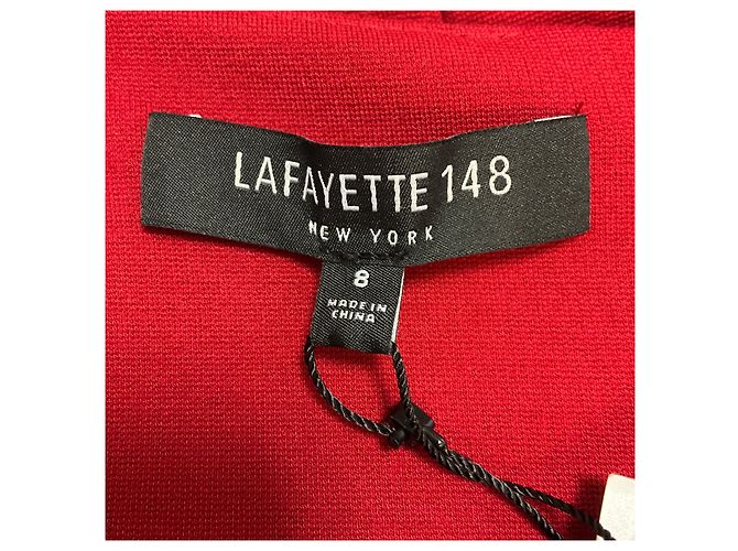 Autre Marque Lafayette 148 New York Ruby Red Viscose Stretch Midi Kleid Rot - Ansicht 4